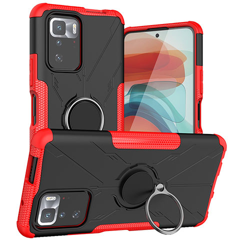 Funda Bumper Silicona y Plastico Mate Carcasa con Magnetico Anillo de dedo Soporte JX1 para Xiaomi Poco X3 GT 5G Rojo