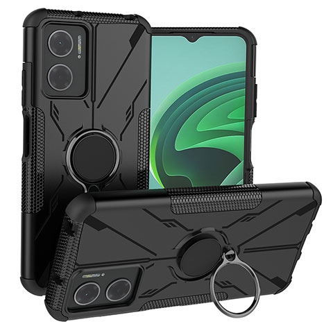 Funda Bumper Silicona y Plastico Mate Carcasa con Magnetico Anillo de dedo Soporte JX1 para Xiaomi Redmi Note 11E 5G Negro