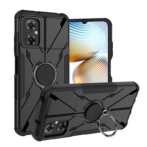 Funda Bumper Silicona y Plastico Mate Carcasa con Magnetico Anillo de dedo Soporte JX1 para Xiaomi Redmi Note 11R 5G Negro