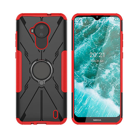 Funda Bumper Silicona y Plastico Mate Carcasa con Magnetico Anillo de dedo Soporte JX2 para Nokia C30 Rojo