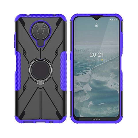 Funda Bumper Silicona y Plastico Mate Carcasa con Magnetico Anillo de dedo Soporte JX2 para Nokia G10 Morado