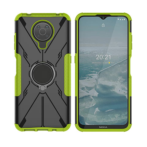 Funda Bumper Silicona y Plastico Mate Carcasa con Magnetico Anillo de dedo Soporte JX2 para Nokia G10 Verde