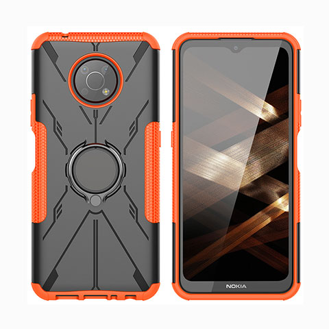 Funda Bumper Silicona y Plastico Mate Carcasa con Magnetico Anillo de dedo Soporte JX2 para Nokia G300 5G Naranja