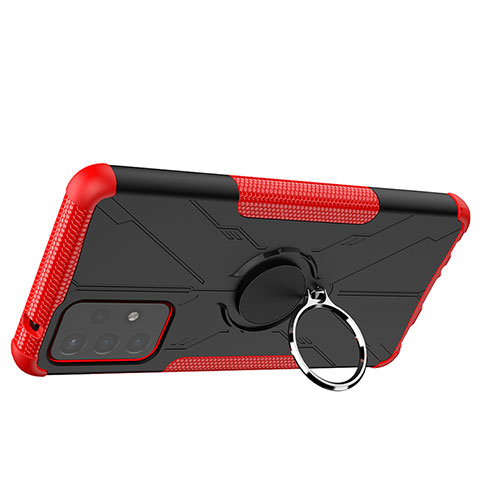 Funda Bumper Silicona y Plastico Mate Carcasa con Magnetico Anillo de dedo Soporte JX2 para Samsung Galaxy A72 5G Rojo