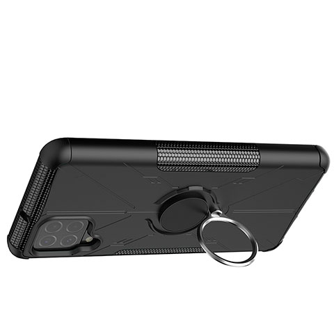 Funda Bumper Silicona y Plastico Mate Carcasa con Magnetico Anillo de dedo Soporte JX2 para Samsung Galaxy F62 5G Negro