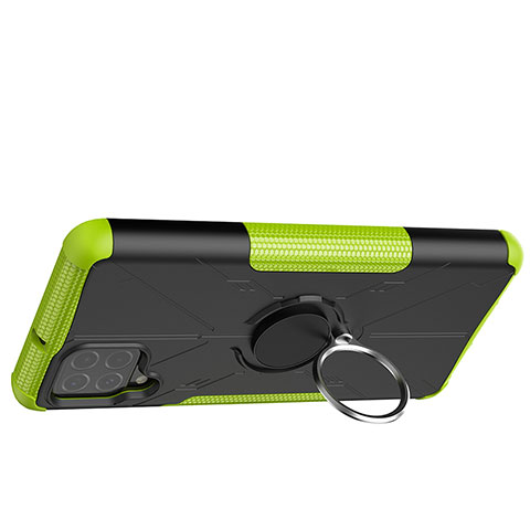 Funda Bumper Silicona y Plastico Mate Carcasa con Magnetico Anillo de dedo Soporte JX2 para Samsung Galaxy F62 5G Verde