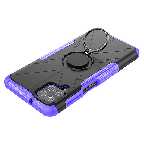 Funda Bumper Silicona y Plastico Mate Carcasa con Magnetico Anillo de dedo Soporte JX3 para Samsung Galaxy A12 5G Morado