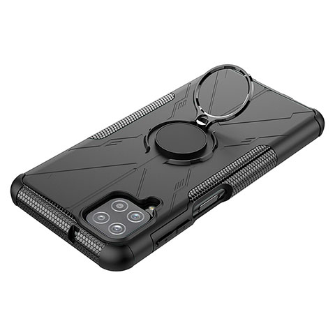 Funda Bumper Silicona y Plastico Mate Carcasa con Magnetico Anillo de dedo Soporte JX3 para Samsung Galaxy A12 5G Negro