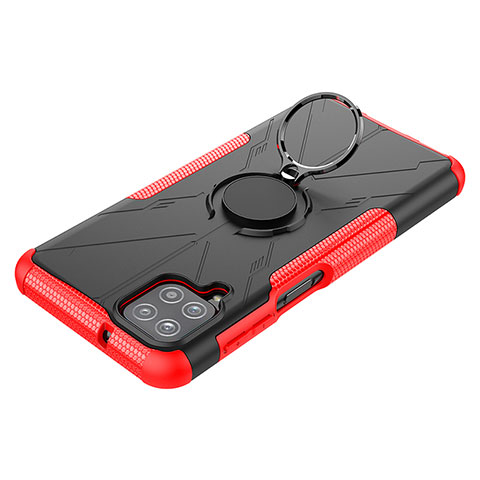 Funda Bumper Silicona y Plastico Mate Carcasa con Magnetico Anillo de dedo Soporte JX3 para Samsung Galaxy A12 Rojo