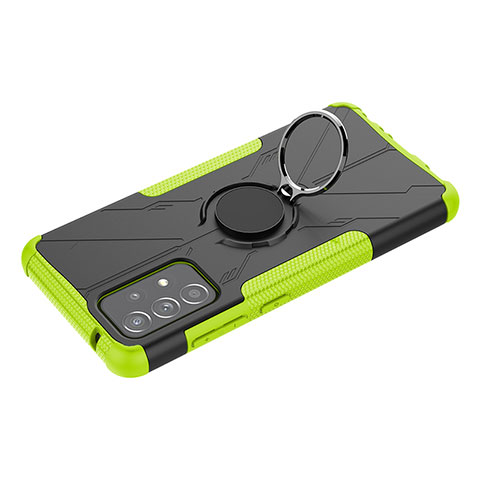 Funda Bumper Silicona y Plastico Mate Carcasa con Magnetico Anillo de dedo Soporte JX3 para Samsung Galaxy A52 5G Verde