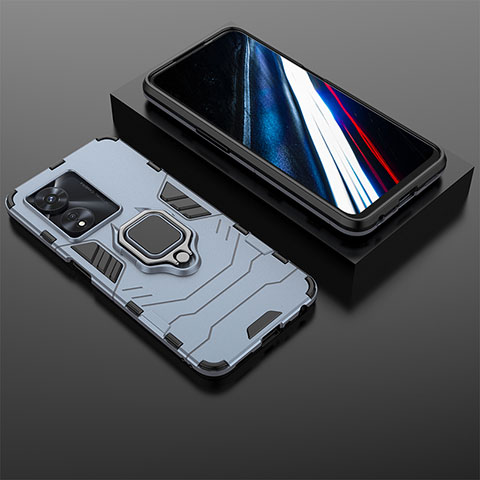 Funda Bumper Silicona y Plastico Mate Carcasa con Magnetico Anillo de dedo Soporte KC1 para Oppo A18 Azul