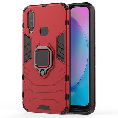 Funda Bumper Silicona y Plastico Mate Carcasa con Magnetico Anillo de dedo Soporte KC1 para Vivo Y3 Rojo