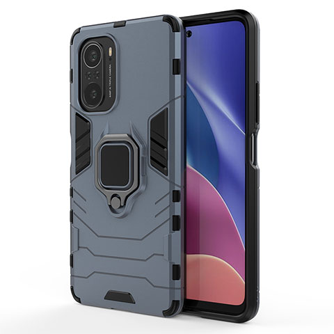 Funda Bumper Silicona y Plastico Mate Carcasa con Magnetico Anillo de dedo Soporte KC1 para Xiaomi Mi 11X Pro 5G Azul