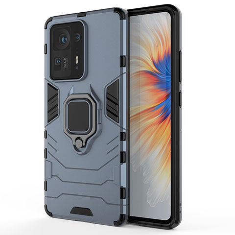 Funda Bumper Silicona y Plastico Mate Carcasa con Magnetico Anillo de dedo Soporte KC1 para Xiaomi Mi Mix 4 5G Azul