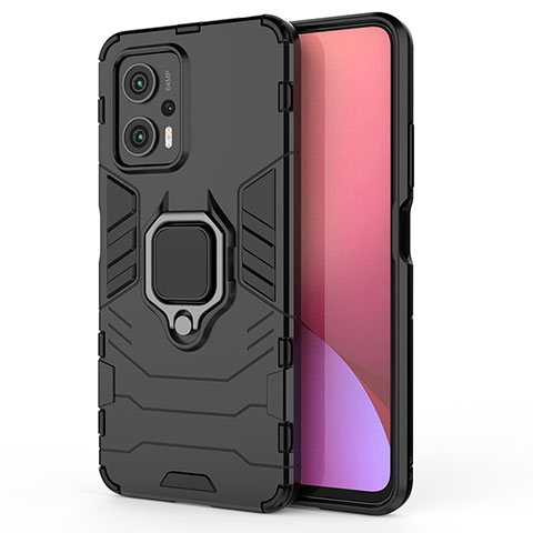 Funda Bumper Silicona y Plastico Mate Carcasa con Magnetico Anillo de dedo Soporte KC1 para Xiaomi Poco X4 GT 5G Negro