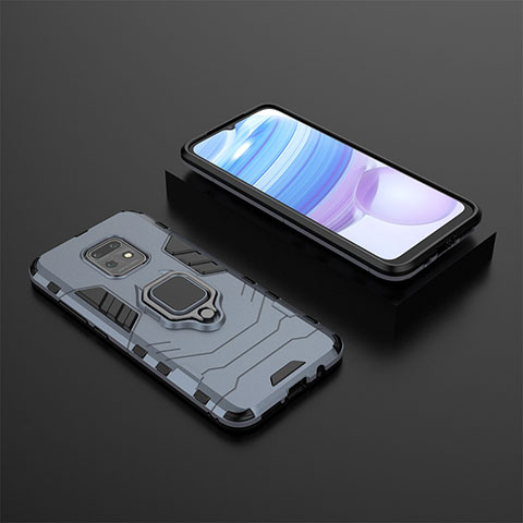 Funda Bumper Silicona y Plastico Mate Carcasa con Magnetico Anillo de dedo Soporte KC1 para Xiaomi Redmi 10X Pro 5G Azul