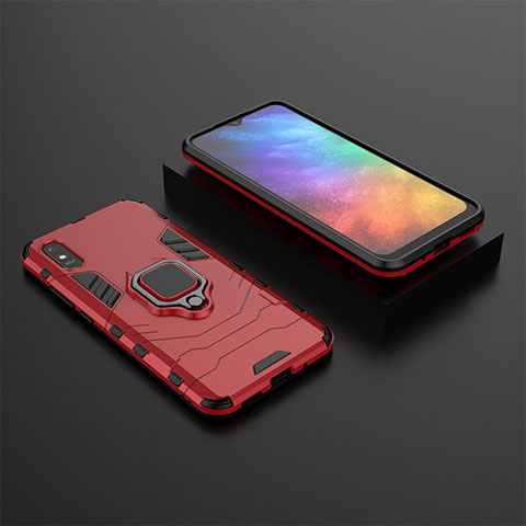 Funda Bumper Silicona y Plastico Mate Carcasa con Magnetico Anillo de dedo Soporte KC1 para Xiaomi Redmi 9A Rojo