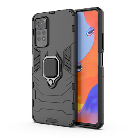 Funda Bumper Silicona y Plastico Mate Carcasa con Magnetico Anillo de dedo Soporte KC1 para Xiaomi Redmi Note 11 Pro 5G Negro