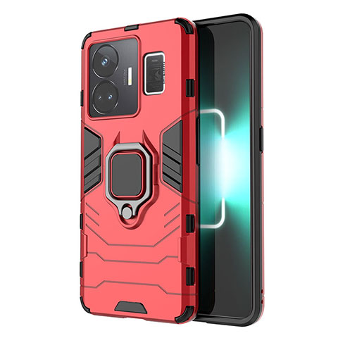 Funda Bumper Silicona y Plastico Mate Carcasa con Magnetico Anillo de dedo Soporte KC2 para Realme GT Neo5 240W 5G Rojo