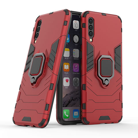 Funda Bumper Silicona y Plastico Mate Carcasa con Magnetico Anillo de dedo Soporte KC2 para Samsung Galaxy A50 Rojo