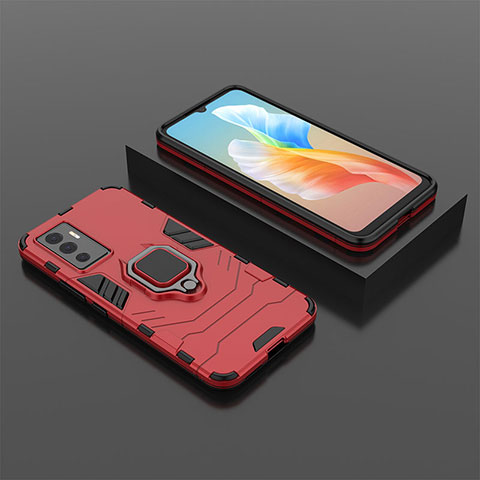 Funda Bumper Silicona y Plastico Mate Carcasa con Magnetico Anillo de dedo Soporte KC2 para Vivo V23e 5G Rojo