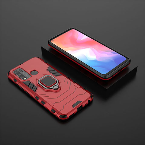 Funda Bumper Silicona y Plastico Mate Carcasa con Magnetico Anillo de dedo Soporte KC2 para Vivo Y50 Rojo