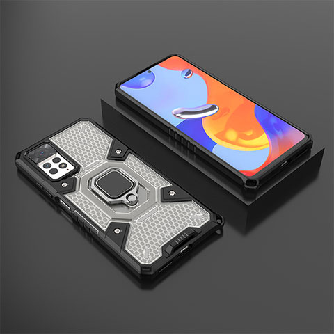 Funda Bumper Silicona y Plastico Mate Carcasa con Magnetico Anillo de dedo Soporte KC3 para Xiaomi Redmi Note 12 Pro 4G Negro