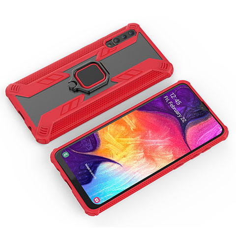 Funda Bumper Silicona y Plastico Mate Carcasa con Magnetico Anillo de dedo Soporte KC4 para Samsung Galaxy A30S Rojo
