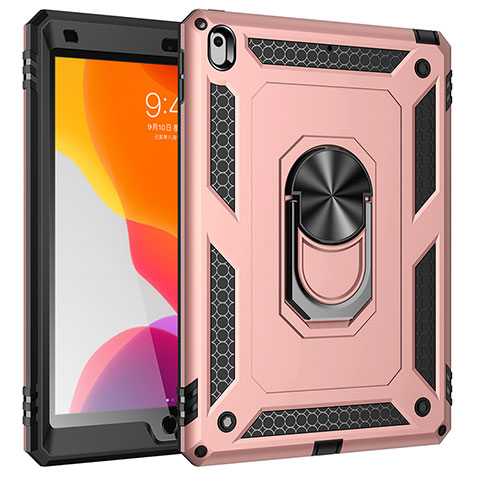 Funda Bumper Silicona y Plastico Mate Carcasa con Magnetico Anillo de dedo Soporte MQ1 para Apple iPad 10.2 (2019) Oro Rosa
