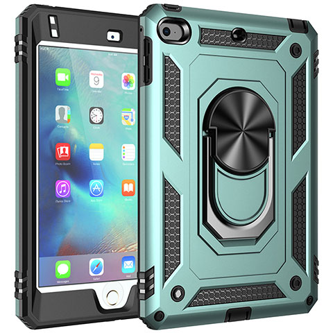 Funda Bumper Silicona y Plastico Mate Carcasa con Magnetico Anillo de dedo Soporte MQ1 para Apple iPad Mini 5 (2019) Verde