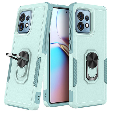 Funda Bumper Silicona y Plastico Mate Carcasa con Magnetico Anillo de dedo Soporte MQ1 para Motorola Moto Edge 40 Pro 5G Cian