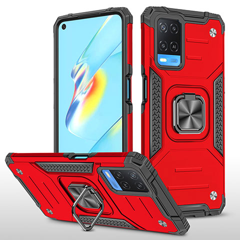 Funda Bumper Silicona y Plastico Mate Carcasa con Magnetico Anillo de dedo Soporte MQ1 para Oppo A54 4G Rojo