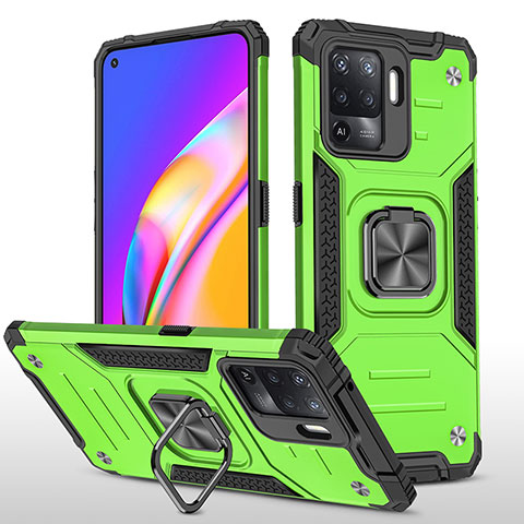 Funda Bumper Silicona y Plastico Mate Carcasa con Magnetico Anillo de dedo Soporte MQ1 para Oppo A94 4G Verde