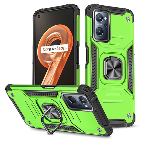 Funda Bumper Silicona y Plastico Mate Carcasa con Magnetico Anillo de dedo Soporte MQ1 para Oppo A96 4G Verde