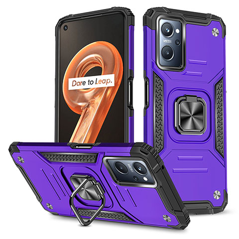 Funda Bumper Silicona y Plastico Mate Carcasa con Magnetico Anillo de dedo Soporte MQ1 para Oppo K10 4G Morado