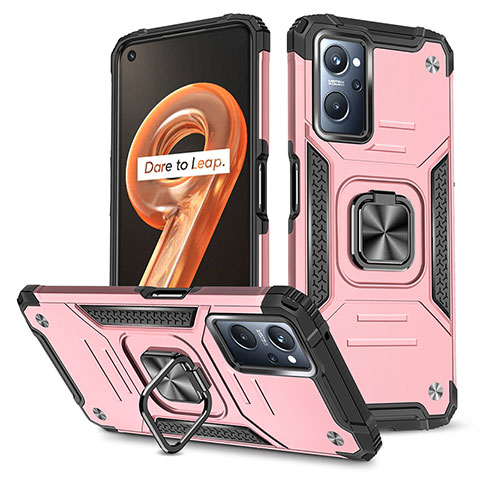 Funda Bumper Silicona y Plastico Mate Carcasa con Magnetico Anillo de dedo Soporte MQ1 para Oppo K10 4G Oro Rosa