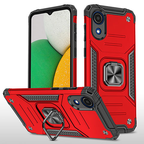 Funda Bumper Silicona y Plastico Mate Carcasa con Magnetico Anillo de dedo Soporte MQ1 para Samsung Galaxy A03 Core Rojo