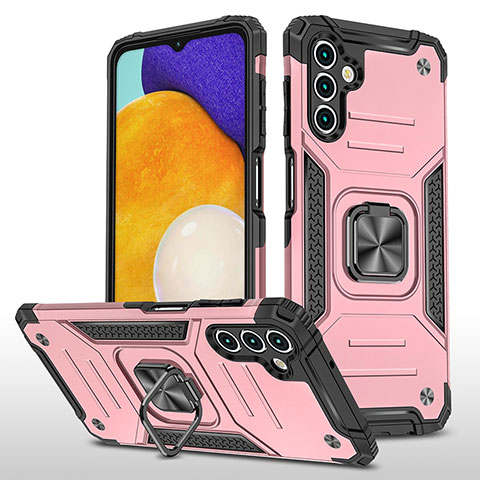 Funda Bumper Silicona y Plastico Mate Carcasa con Magnetico Anillo de dedo Soporte MQ1 para Samsung Galaxy A04s Oro Rosa