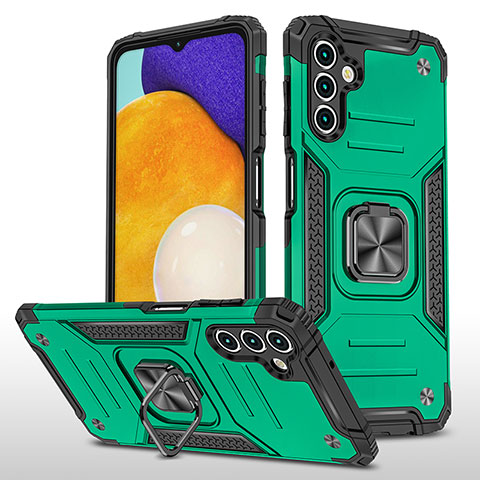 Funda Bumper Silicona y Plastico Mate Carcasa con Magnetico Anillo de dedo Soporte MQ1 para Samsung Galaxy A04s Verde Noche