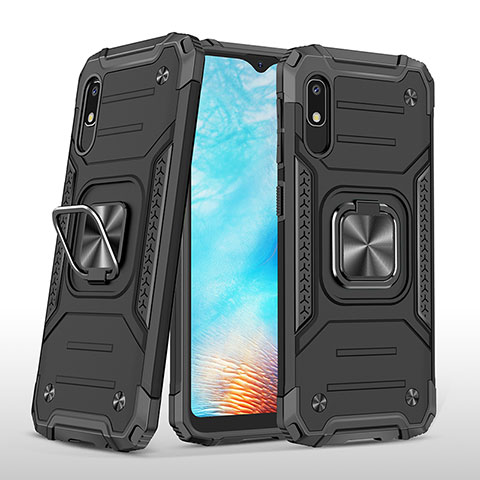 Funda Bumper Silicona y Plastico Mate Carcasa con Magnetico Anillo de dedo Soporte MQ1 para Samsung Galaxy A10e Negro