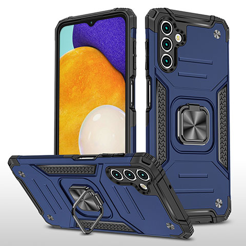 Funda Bumper Silicona y Plastico Mate Carcasa con Magnetico Anillo de dedo Soporte MQ1 para Samsung Galaxy A13 5G Azul