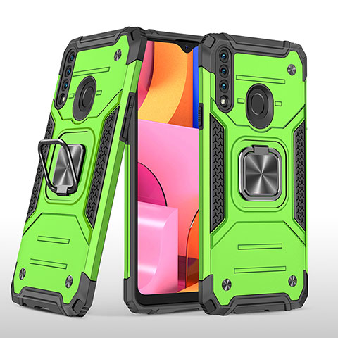 Funda Bumper Silicona y Plastico Mate Carcasa con Magnetico Anillo de dedo Soporte MQ1 para Samsung Galaxy A20s Verde