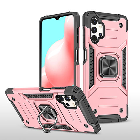 Funda Bumper Silicona y Plastico Mate Carcasa con Magnetico Anillo de dedo Soporte MQ1 para Samsung Galaxy A32 5G Oro Rosa