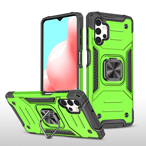 Funda Bumper Silicona y Plastico Mate Carcasa con Magnetico Anillo de dedo Soporte MQ1 para Samsung Galaxy A32 5G Verde