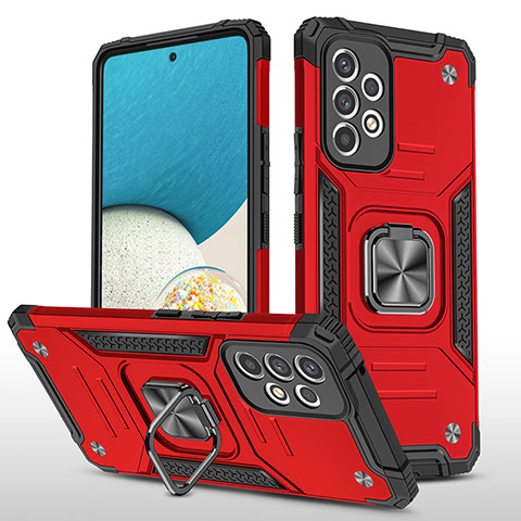 Funda Bumper Silicona y Plastico Mate Carcasa con Magnetico Anillo de dedo Soporte MQ1 para Samsung Galaxy A33 5G Rojo