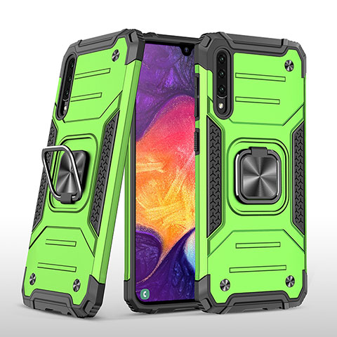 Funda Bumper Silicona y Plastico Mate Carcasa con Magnetico Anillo de dedo Soporte MQ1 para Samsung Galaxy A50 Verde