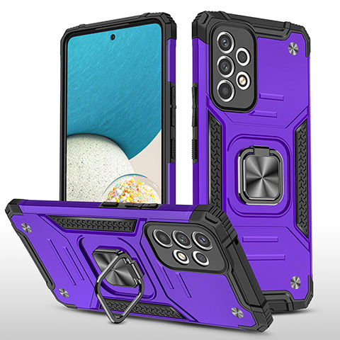 Funda Bumper Silicona y Plastico Mate Carcasa con Magnetico Anillo de dedo Soporte MQ1 para Samsung Galaxy A53 5G Morado