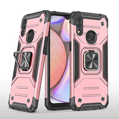 Funda Bumper Silicona y Plastico Mate Carcasa con Magnetico Anillo de dedo Soporte MQ1 para Samsung Galaxy M01s Oro Rosa