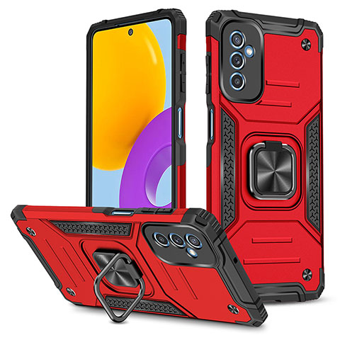 Funda Bumper Silicona y Plastico Mate Carcasa con Magnetico Anillo de dedo Soporte MQ1 para Samsung Galaxy M52 5G Rojo