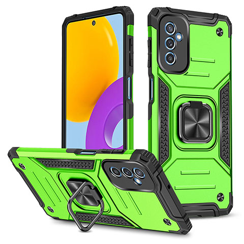 Funda Bumper Silicona y Plastico Mate Carcasa con Magnetico Anillo de dedo Soporte MQ1 para Samsung Galaxy M52 5G Verde